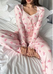 Rosa Lounge-Oberteil und Hose mit zartem Blumenmuster