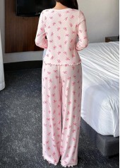 Pink loungewear,Ditsy Floral loungewear,Ditsy Floral Print Pink Lounge Top and Pants