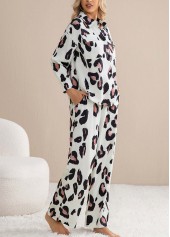 Light Coffee loungewear,Leopard loungewear,Animal Print loungewear,Leopard Light Coffee Long Sleeve Lounge Top and Pants
