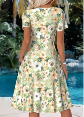 Multi Color dresses,Floral dresses,Plants dresses,Vacation dresses,Vacation dresses,ROTITA Tummy Coverage Floral Print Multi Color V Neck Dress
