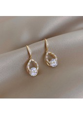 Golden Rhinestone Teardrop Design Metal Earrings