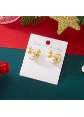 Golden jewelry,Christmas Reindeer Golden Alloy Detail Earrings
