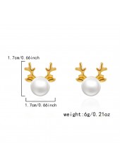 Golden jewelry,Christmas Reindeer Golden Alloy Detail Earrings