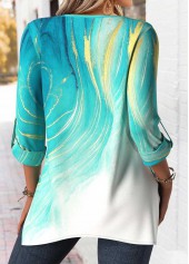 Mint Green tops,Ombre tops,ROTITA Tummy Coverage Ombre Mint Green Round Neck Blouse