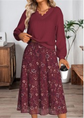 Rotita Top und Rock mit Bauchbedeckung und zartem Blumenmuster