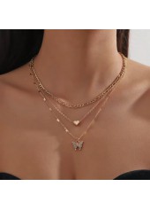 Collier avec détail papillon doré en métal
