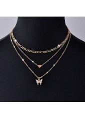 Golden jewelry,Golden Color Butterfly Metal Detail Necklace