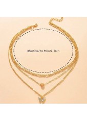 Golden jewelry,Golden Color Butterfly Metal Detail Necklace