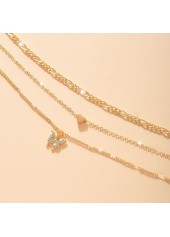 Golden jewelry,Golden Color Butterfly Metal Detail Necklace