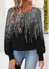 Black tops,Dazzle Colorful tops,ROTITA Tummy Coverage Dazzle Colorful Print Black T Shirt