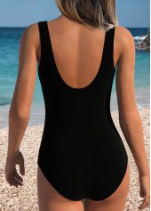 Black swimwear,Floral swimwear,Plants swimwear,ROTITA Tummy Control Black Floral Print One Piece Swimwear