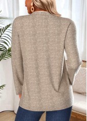 Gray Brown tops,Contrast Color tops,ROTITA Tummy Coverage Gray Brown Split Neck T Shirt