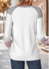 Multi Color tops,Contrast Color tops,ROTITA Tummy Coverage Multi Color Round Neck Long Sleeve Sweatshirt