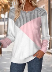 ROTITA Tummy Coverage Multi Color Round Neck Long Sleeve Sweatshirt
