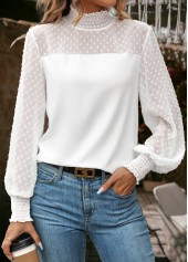 White tops,Plain Color tops,ROTITA Tummy Coverage White Turtleneck Long Sleeve T Shirt