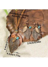 Dark Coffee jewelry,Plants jewelry,Leaf Dark Coffee Alloy Earrings and Necklace