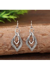 Silver jewelry,Silver Color geometric Alloy Detail Earrings