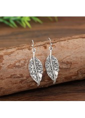 Silver jewelry,Silver Color Leaf Alloy Detail Earrings