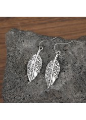 Silver jewelry,Silver Color Leaf Alloy Detail Earrings