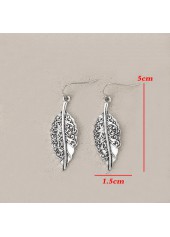 Silver jewelry,Silver Color Leaf Alloy Detail Earrings