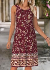 Wine Red dresses,Floral dresses,Plants dresses,Everyday dresses,Casual dresses,ROTITA Tummy Coverage Floral Print Wine Red Dress and Cardigan