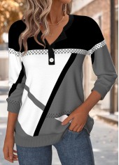 Rotita – Bauchbedeckung – Mehrfarbiges Sweatshirt mit Rundhalsausschnitt und geometrischem Aufdruck