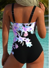 Multi Color swimwear,Floral swimwear,Plants swimwear,ROTITA Multi Color Floral Print One Piece Swimwear