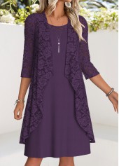 Robe et cardigan violet foncé couvrant le ventre style rotita