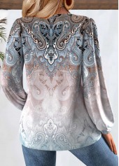 Multi Color tops,Tribal tops,ROTITA Tummy Coverage Tribal Print Multi Color V Neck Blouse