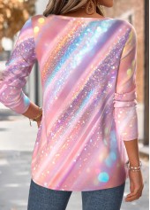 Light Pink tops,Dazzle Colorful tops,ROTITA Tummy Coverage Dazzle Colorful Print Light Pink T Shirt