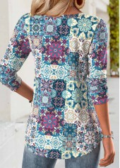 Multi Color tops,Tribal tops,ROTITA Tummy Coverage Tribal Print Multi Color T Shirt