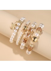 Beige jewelry,Animal Print jewelry,Beige Pearl Starfish Design Beaded Bracelets