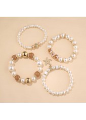 Beige jewelry,Animal Print jewelry,Beige Pearl Starfish Design Beaded Bracelets