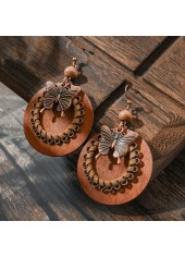 Dark Coffee jewelry,Plain Color jewelry,Butterfly Dark Coffee Alloy Detail Earrings