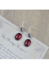 Deep Red jewelry,Geometric jewelry,Deep Red Baroque Oval Alloy Earrings