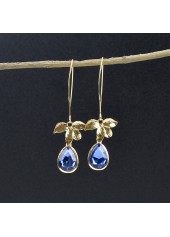 Droplet Blue Orchid Design Alloy Earrings