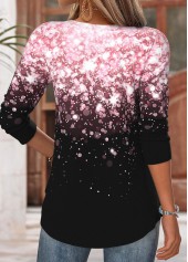 Light Pink tops,Ombre tops,ROTITA Tummy Coverage Ombre Light Pink Square Neck T Shirt