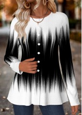 ROTITA Tummy Coverage Ombre Multi Color Round Neck T Shirt