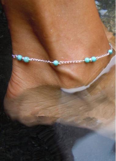 Mint Green jewelry,Geometric jewelry,Mint Green Alloy Turquoise Beaded Anklet
