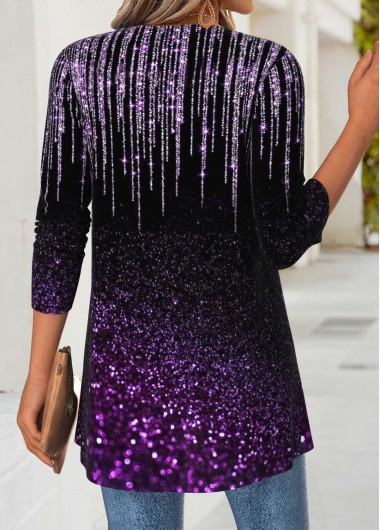 Purple tops,Ombre tops,ROTITA Tummy Coverage Ombre Purple Long Sleeve Lightweight Cardigan