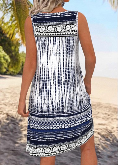 Multi Color dresses,Tie Dye dresses,Vacation dresses,Vacation dresses,ROTITA Cut Out Tie Dye Print Multi Color Sleeveless Dress