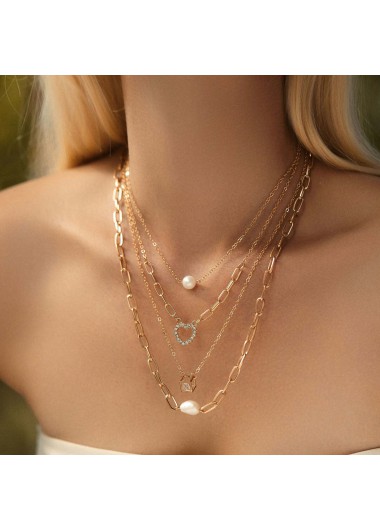 Golden jewelry,Golden Color Heart Copper Detail Necklaces