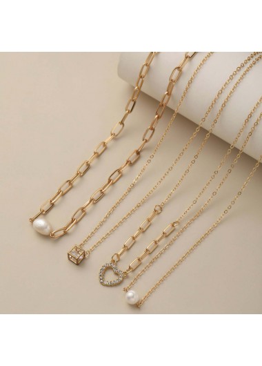 Golden jewelry,Golden Color Heart Copper Detail Necklaces