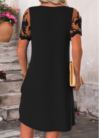 Black dresses,Plain Color dresses,Everyday dresses,Casual dresses,ROTITA Tummy Coverage Black Short Square Neck Dress