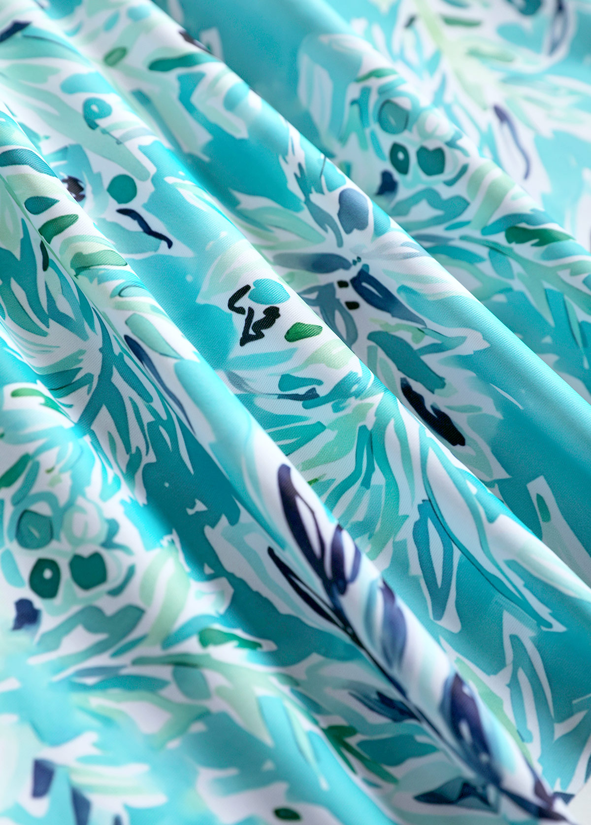 Cyan swimwear,Plants swimwear,ROTITA Surplice Cyan Leaf Print Mid Waisted Tankini Set