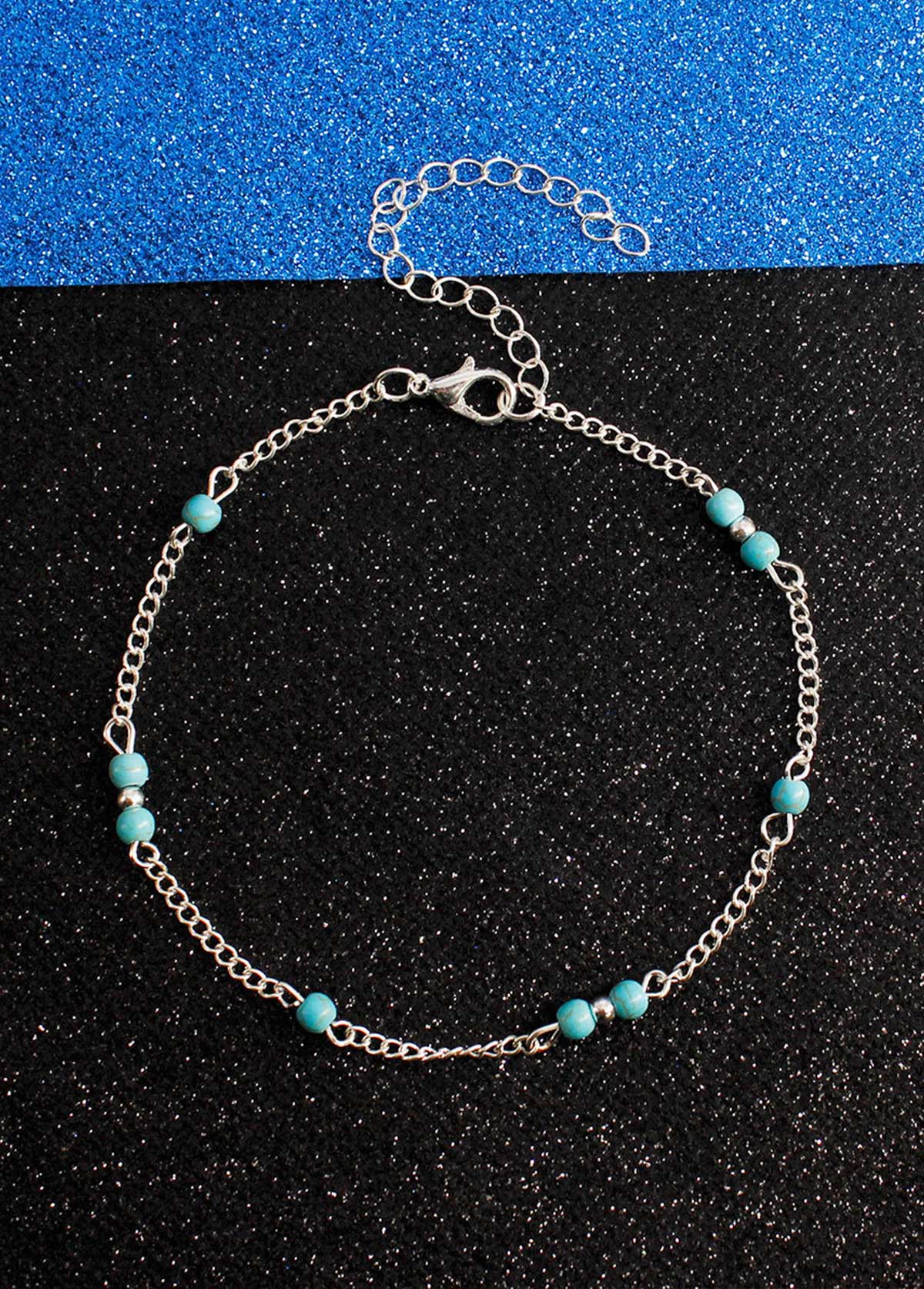 Mint Green jewelry,Geometric jewelry,Mint Green Alloy Turquoise Beaded Anklet
