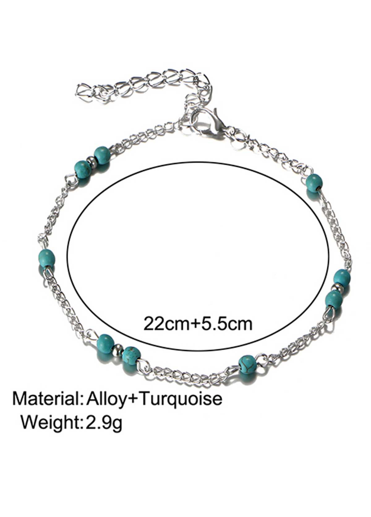 Mint Green jewelry,Geometric jewelry,Mint Green Alloy Turquoise Beaded Anklet