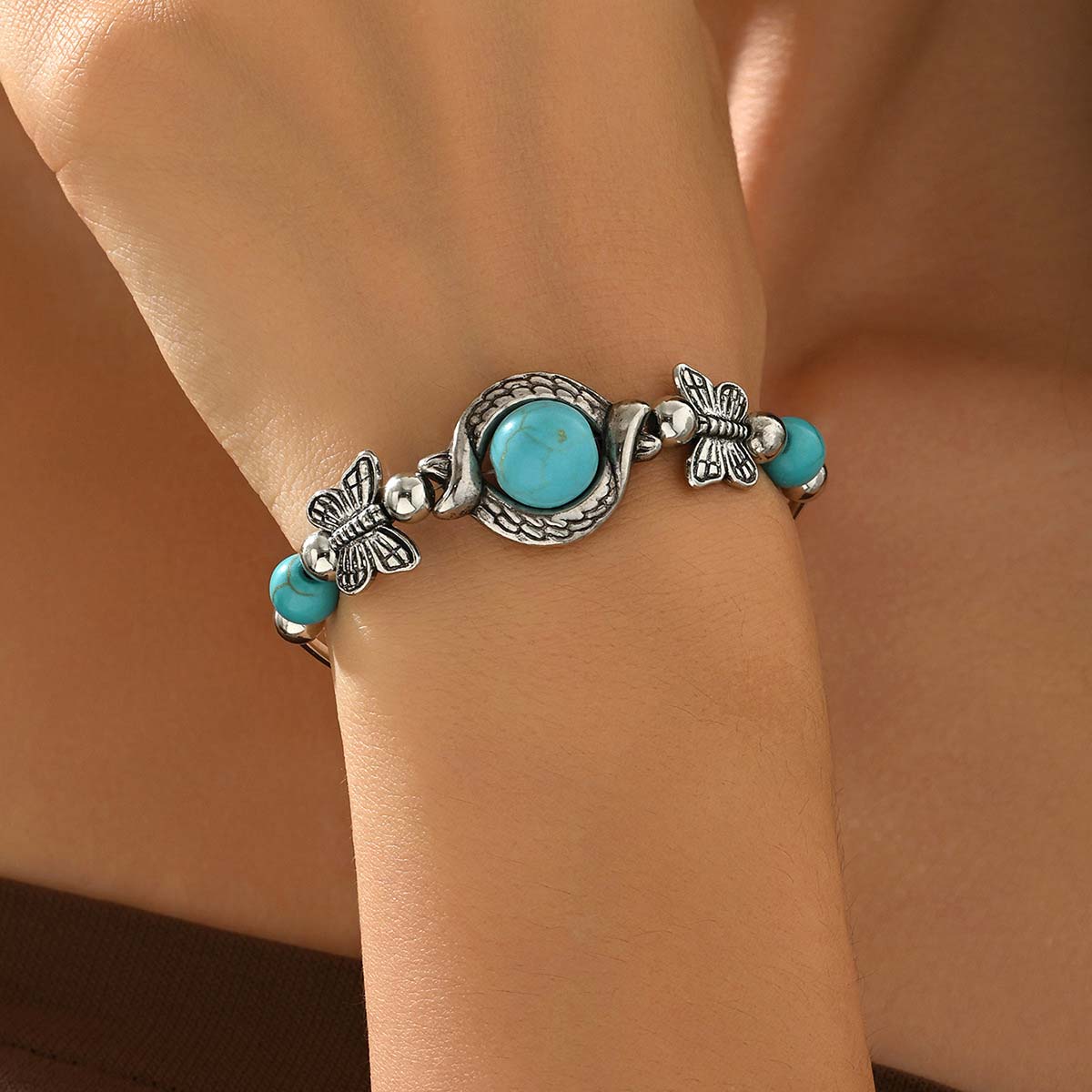 Mint Green jewelry,Butterfly Mint Green Alloy Detail Bracelet