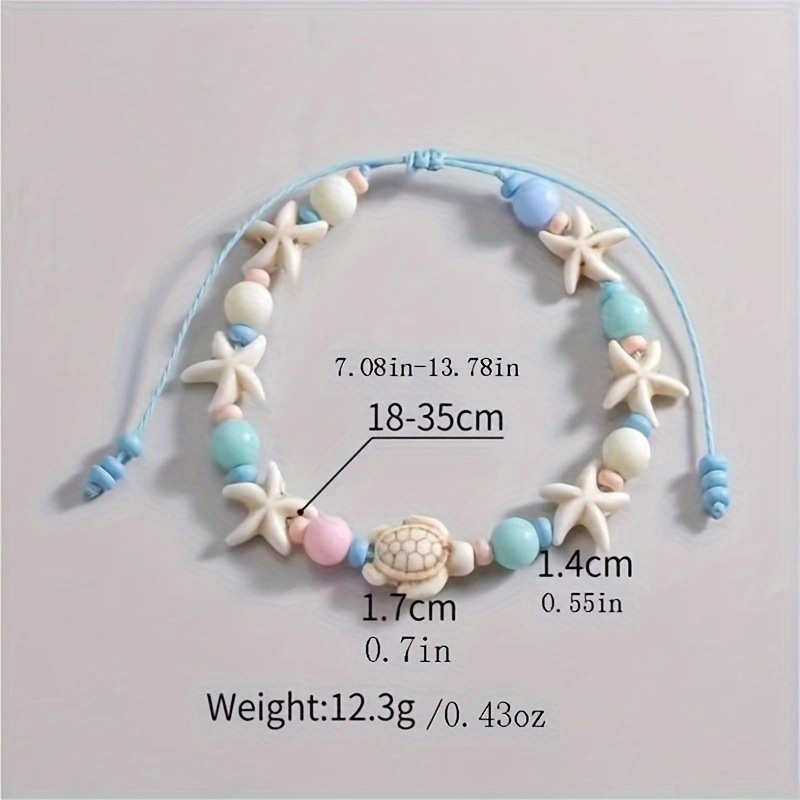 Light Blue jewelry,Light Blue Color Turtle CDetail Anklet