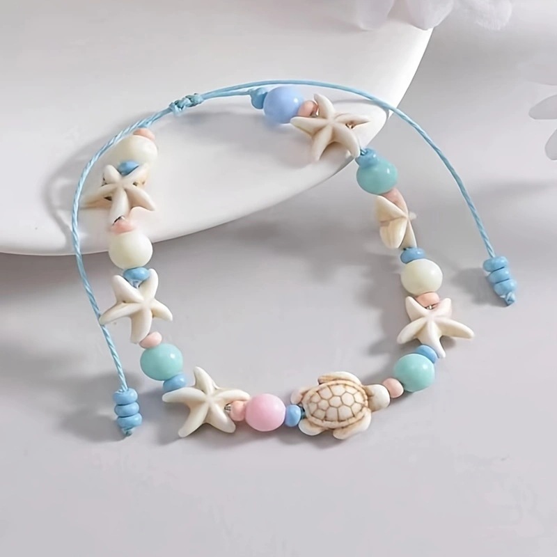 Light Blue jewelry,Light Blue Color Turtle CDetail Anklet